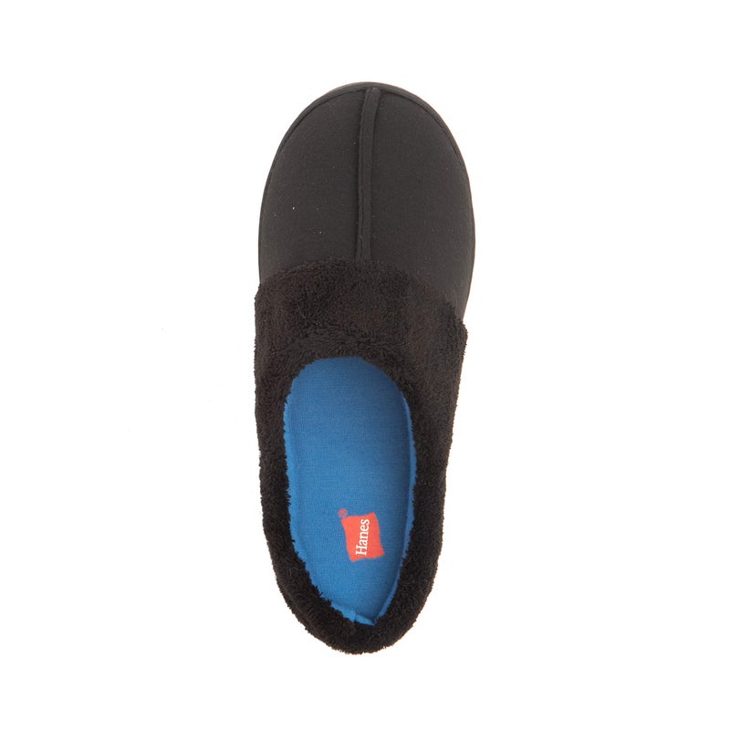 Hanes Comfort Soft Memory Foam Indoor Outdoor Clog Slipper Shoe - Menâ€™s and Boyâ€™s Sizes, Black/Blue, Large - Image 3